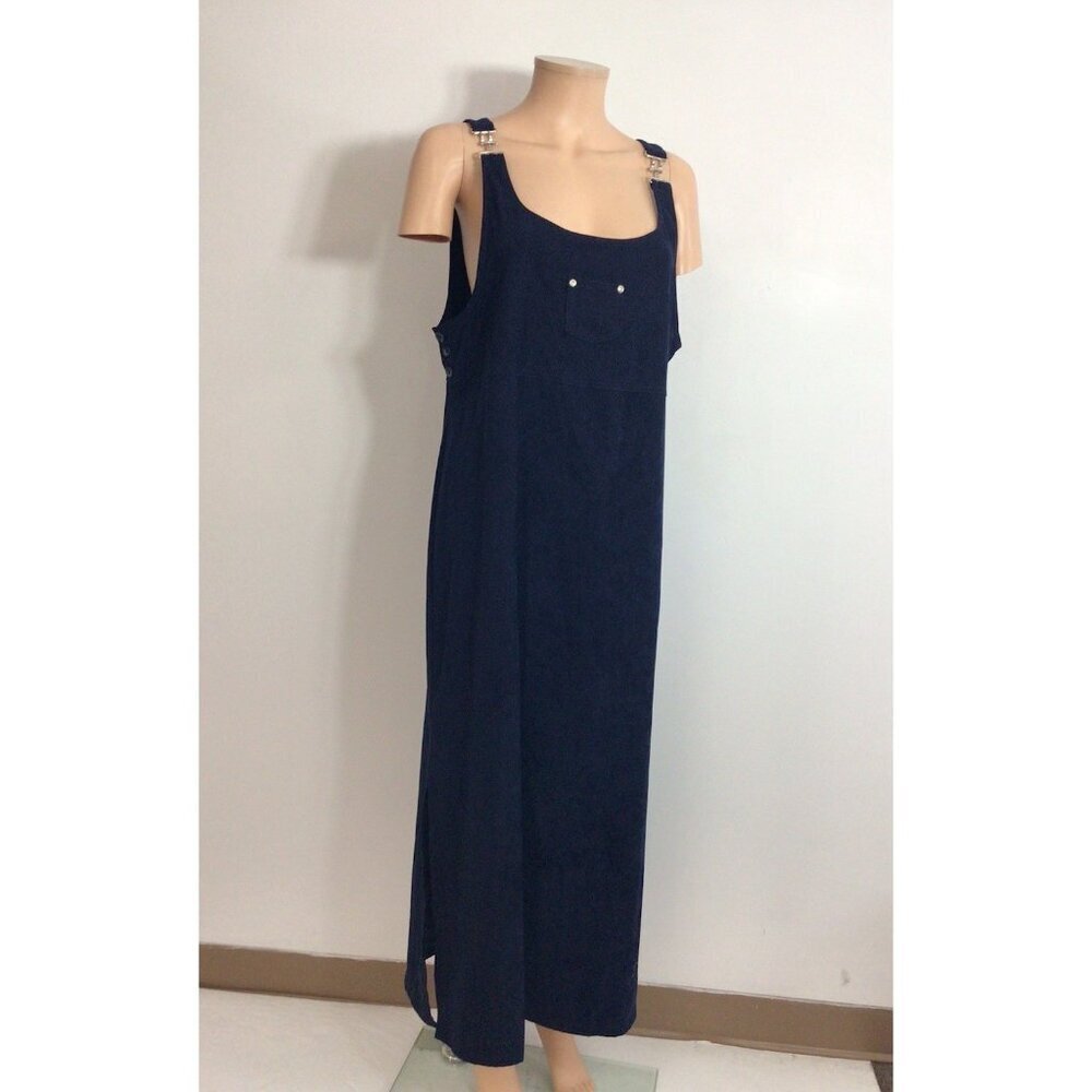Velvet Navy Overall Maxi Dress Pinafore Womens XL